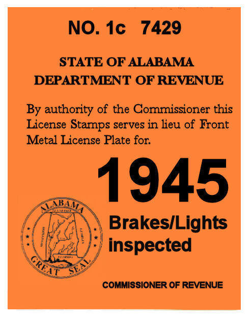 (image for) 1945 Alabama Registration Sticker